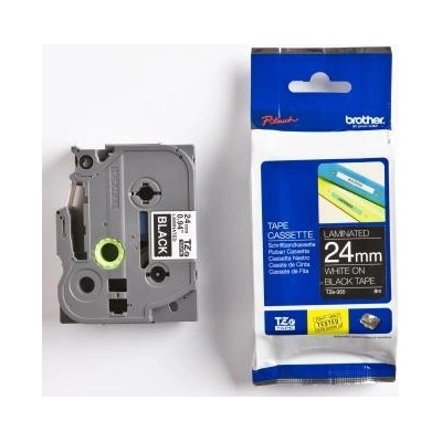 Brother TZ-355 / TZe-355, 24mm x 8m, biela tlač/čierný podklad, originálna páska