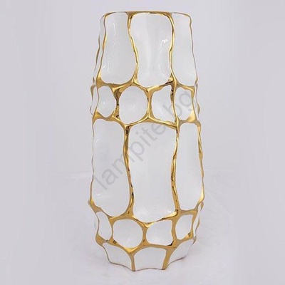 Eurolamp Керамична ваза 31, 5x15, 5 см златист/бял (EU0517)