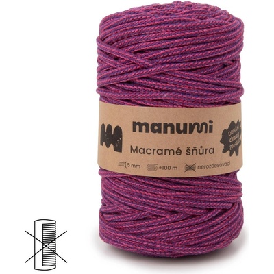Manumi Macramé šňůra 5mm tmavě růžovo-fialová - 1 ks