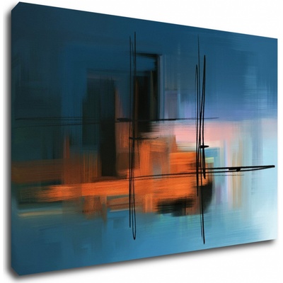 Impresi Obraz Abstrakt modrý s oranžovým detailem - 60 x 40 cm