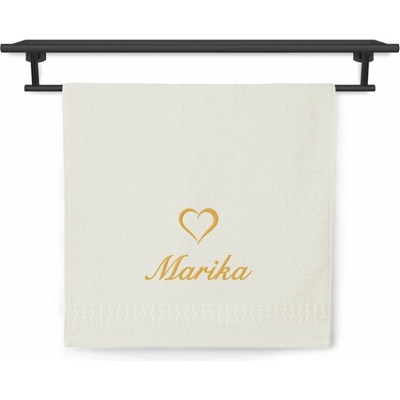 Povlečení Plus osuška se jménem ratanika vanilka 70 x 140 cm srdce