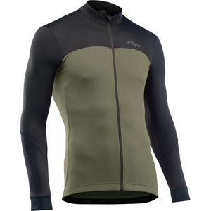 Northwave Мъжка фланелка с дълъг ръкав за колоездене Northwave Force 2 Jersey L/S Full Zip Cycling jersey - Black / Forest Green (056-4352-0113)