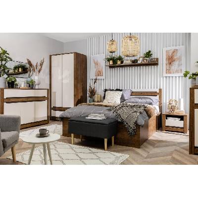 Спален комплект Ruso с легло Loz160 априлски дъб и перлен гланц