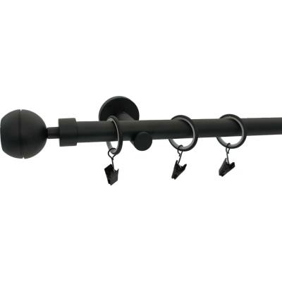 KovovégarnýžeCZ Smola modern 19 mm Jednořadá prodloužená Kroužky s žabkou černá matná 180 cm