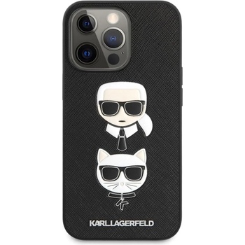 KARL LAGERFELD Гръб Karl Lagerfeld PU Saffiano Karl and Choupette Heads Case за iPhone 13 Pro Max - Черен