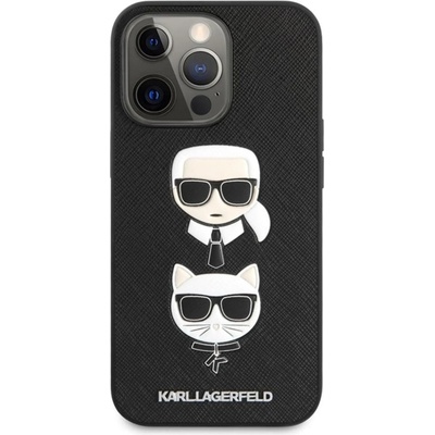 KARL LAGERFELD Гръб Karl Lagerfeld PU Saffiano Karl and Choupette Heads Case за iPhone 13 Pro Max - Черен