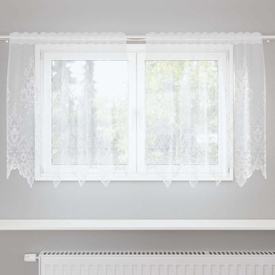 vidaXL Перде от дантела С завеси Флорален Бяло 100 x 150 cm Полиестер (4107866)