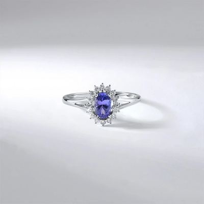 Lillian Vassago Prsten s tanzanitem a brilianty bílé zlato LLV59 DR143WT