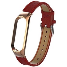Deveroux Kožený řemínek lichee pro MiBand 5 - Červený DEV0026