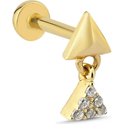 Lillian Vassago Zlatý piercing labreta s motivem trojúhelníků se zirkony LLV92-GPI101LB