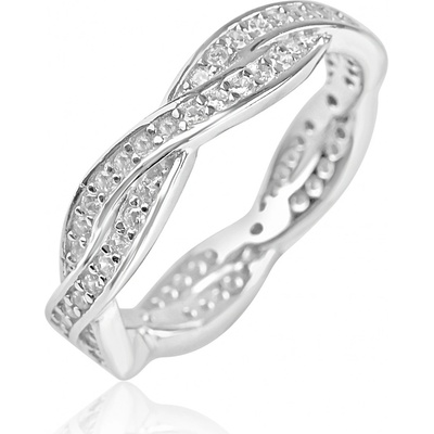 Meucci Stříbrný prsten s pletením a zirkony SR162