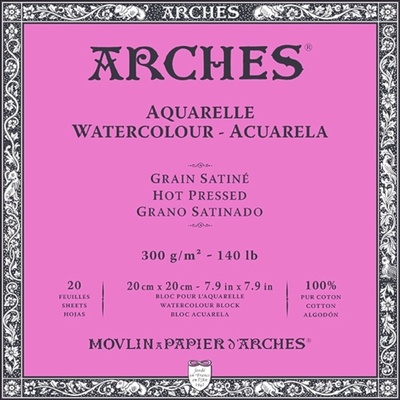 ARCHES Watercolour Hot Pressed Block Natural White Скицник 20 20 x 20 cm 300 g (A1795071)