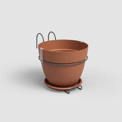 Artevasi Květináč CAPRI, 20cm, se závěsem, plast/kov, hnědá