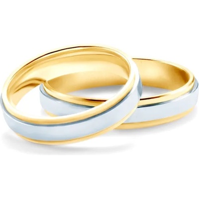 SAVICKI Сватбени халки: двуцветно злато, плоски. 4.3 мм