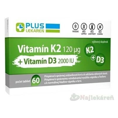 Plus Lékárna Vitamin K2 120 μg +Vitamin D3 2000 IU 60 tablet
