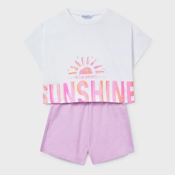 Mayoral Сет къс панталон в лилаво и бяла тениска Sunshine за момиче Mayoral