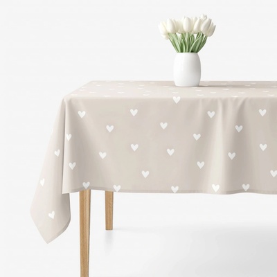 Goldea hranatý ubrus 100% bavlněné plátno srdíčka na latte 100x140 cm
