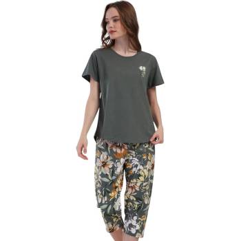 Дамска лятна макси пижама в зелено с цветя