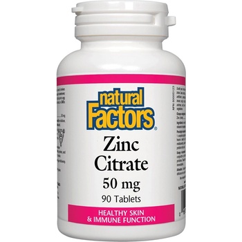 Natural Factors Zinc Citrate, 50 mg, 90 таблетки, Natural Factors