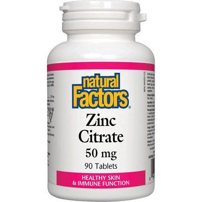 Natural Factors Zinc Citrate, 50 mg, 90 таблетки, Natural Factors