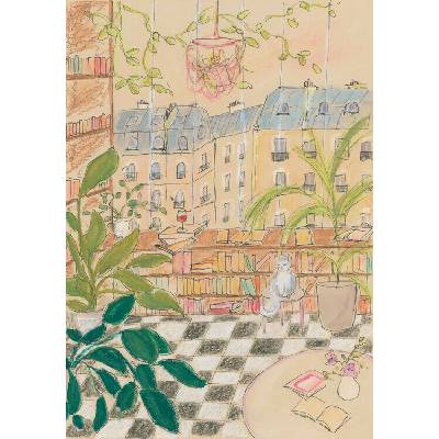 Plagát, Obraz - Antique Parisian Book Store Cat, Katharina Puritscher, 26.7 × 40 cm
