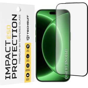 Techsuit Стъклен протектор за iPhone 18 Pro - ESD Glass - Techsuit - Черен