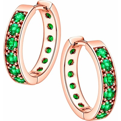 Zlaton Náušnice růžové zlato kruhy s kameny osazené zirkony 1.4cm 2.3g N23122502073