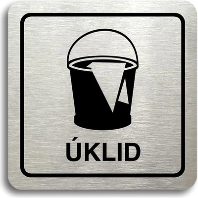Accept Piktogram „upratovanie“ (80 × 80 mm) (strieborná tabuľka – čierna tlač)