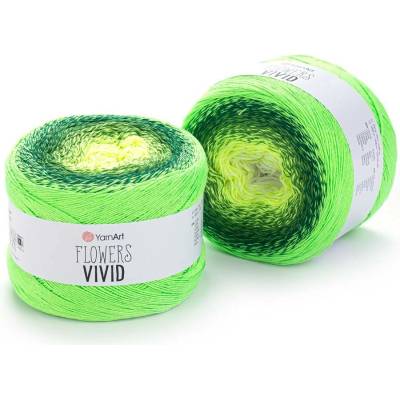 Yarn Art Flowers Vivid 508 žlutá, tmavě zelené, neonově zelená