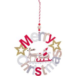 Casa Selección Дървена висяща коледна украса 23 cm Merry Christmas - Casa Selección (722592)