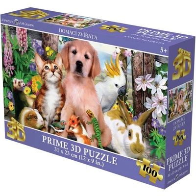 Prime 3D puzzle Domácí zvířátka 31x23cm 100 ks holografické