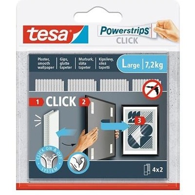 tesa Закачалки, самозалепващи се, размер L, TESA "Powerstrips CLICK" 77722-00003-00 (77722-00003-00)
