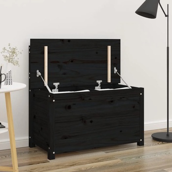 Image 1 of vidaXL Пейка, черна, 80x41x77 см, борово дърво масив (823553)