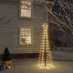 vidaXL Коледна елха с шип, топло бяло, 108 LED, 180 см (343550)