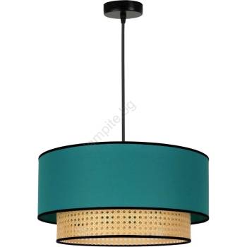 Duolla - Пендел BOHO 1xE27/15W/230V Ø 45 см тюркоаз/ратан (DU84335)