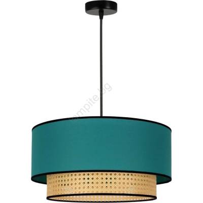 Duolla - Пендел BOHO 1xE27/15W/230V Ø 45 см тюркоаз/ратан (DU84335)