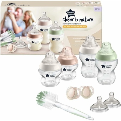 Tommee Tippee sada kojeneckých lahví C2N silikon + kartáč průhledná