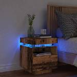 vidaXL Нощно шкафче с LED осветление Старо дърво 40x39x48, 5 cm (857658)