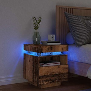 vidaXL Нощно шкафче с LED осветление Старо дърво 40x39x48, 5 cm (857658)