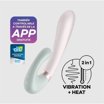 Satisfyer Вибратор с функция за затопляне и APP в розово и мента Satisfyer Heat Wave