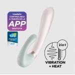 Satisfyer Вибратор с функция за затопляне и APP в розово и мента Satisfyer Heat Wave