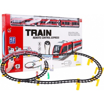 Majlo Toys Vláčkodráha na baterie s dálkovým ovládáním Remote Train 62 dílků