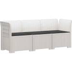 vidaXL Пейка за градина с Cushions във вид на ратан 3-местен ПП Бяло (3443827)
