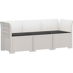 vidaXL Пейка за градина с Cushions във вид на ратан 3-местен ПП Бяло (3443827)