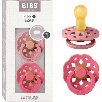 Bibs Boheme dudlíky z přírodního kaučuku 2ks růžová/červená