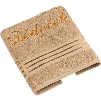 Bellatex froté ručník kolekce Linie s výšivkou Dědeček hnědý 50 x 100 cm
