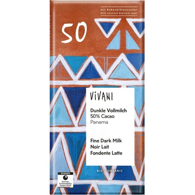 Vivani Čokoláda mléčná tmavá 50% Panama 80 g