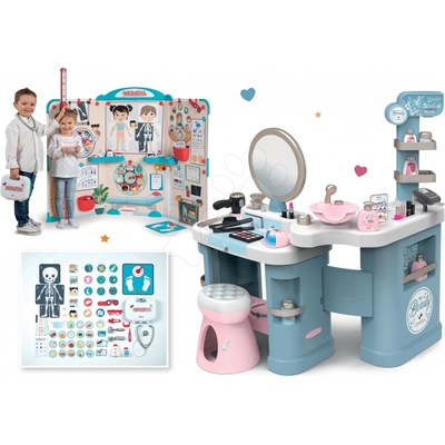 Set Kosmetický stolík elektronický My Beauty Center 3in1 Smoby s lekárskou ordináciou s anatómiou tela