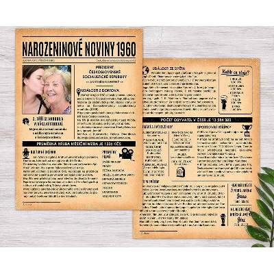 Noviny k narozeninám 1960 – jednostranné až čtyřstranné