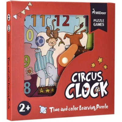 MiDeer Dřevěné hodiny Bláznivý cirkus 13 dílků